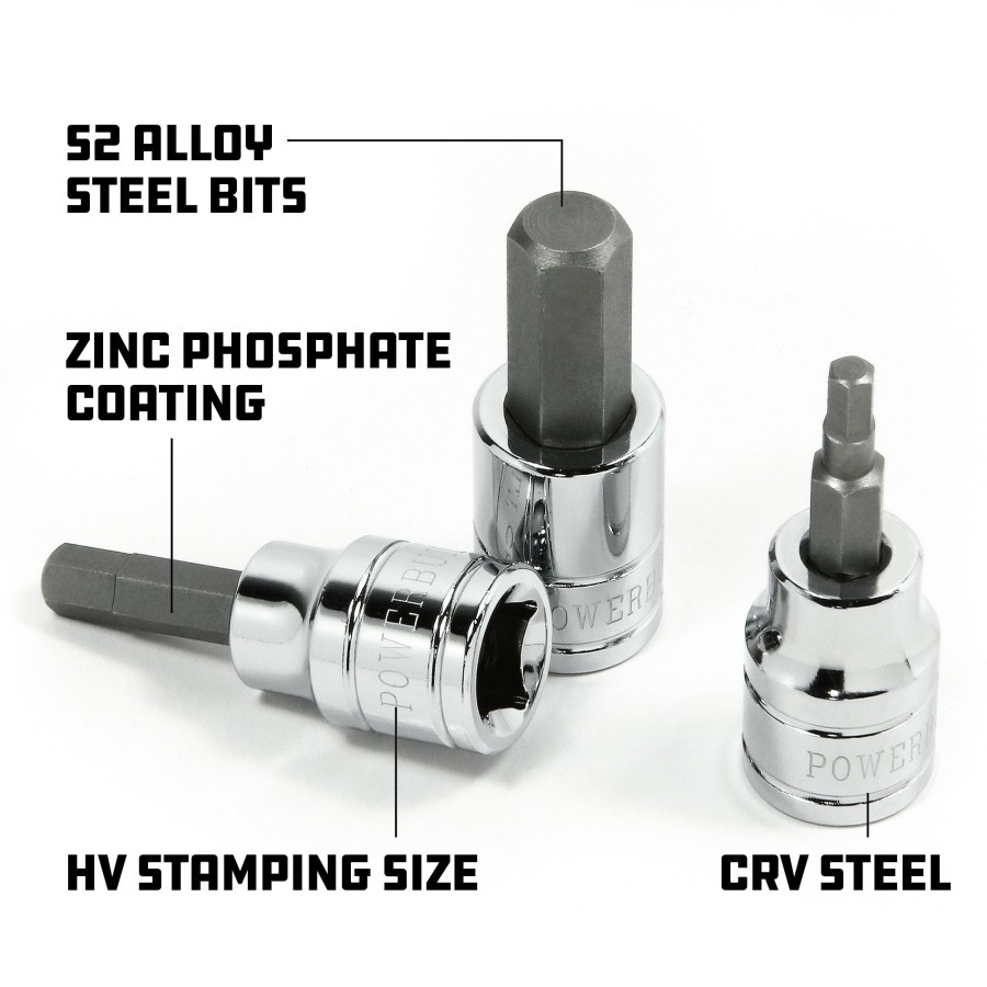 Tools Powerbuilt | Powerbuilt 7 Piece 3/8 Inch Drive Metric Hex Bit Socket Set 648663