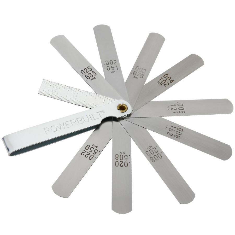 Tools Powerbuilt | Powerbuilt 9 Blade Feeler Gauge And Ruler 648514