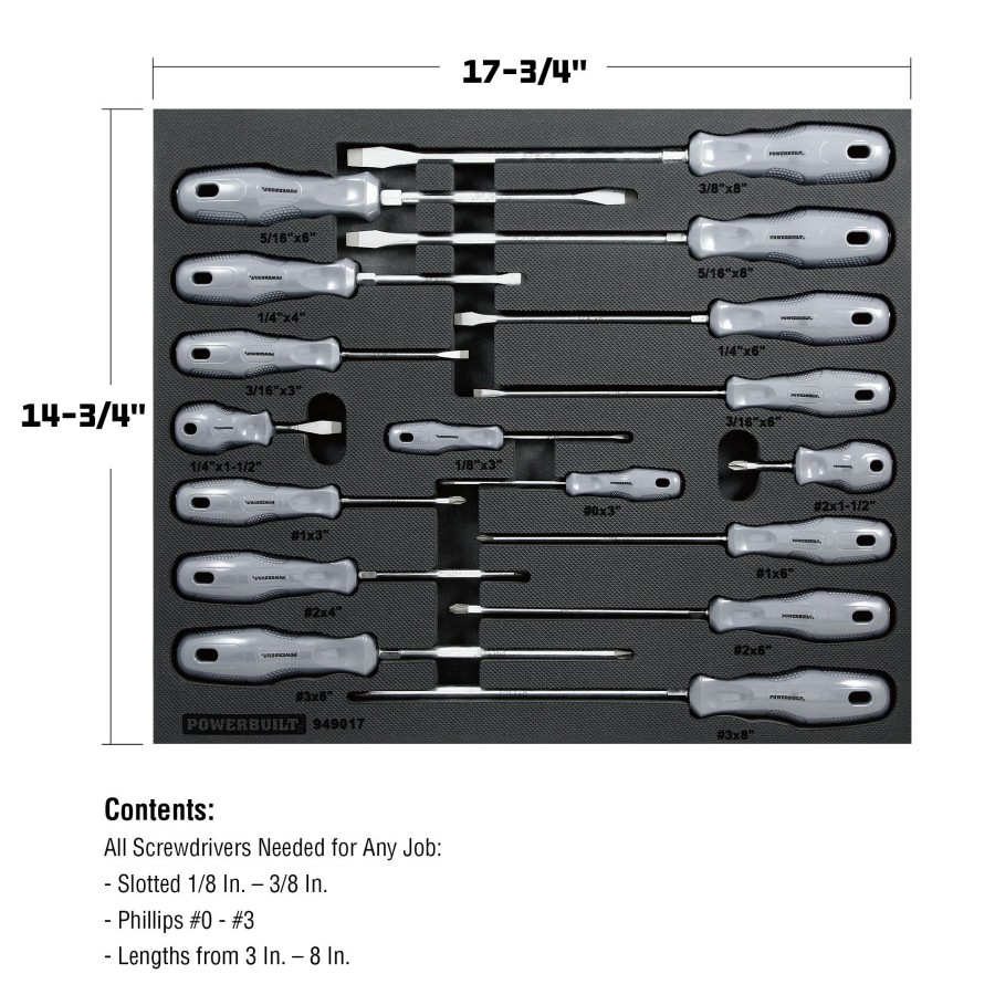 Tools Powerbuilt | Powerbuilt Pro Tech 17 Piece Master Screwdriver Kit, Deluxe Acetate Handle