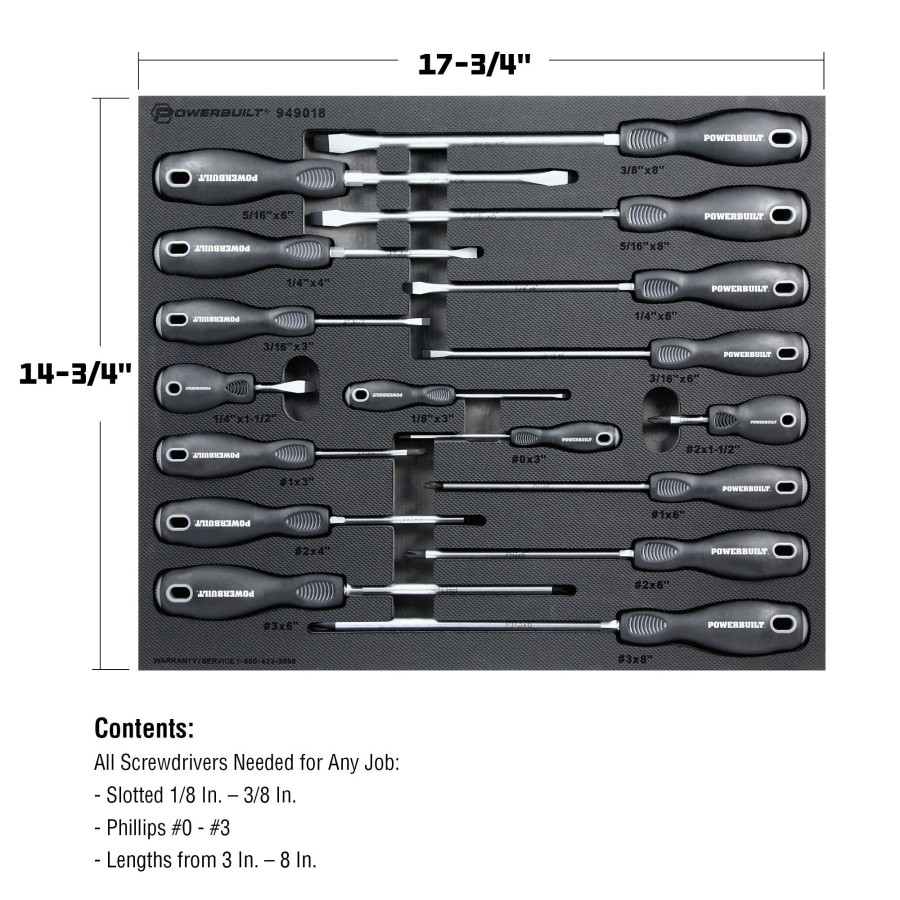 Tools Powerbuilt | Powerbuilt 17 Pc. Master Screwdriver Set With Double Injection Handles 949018