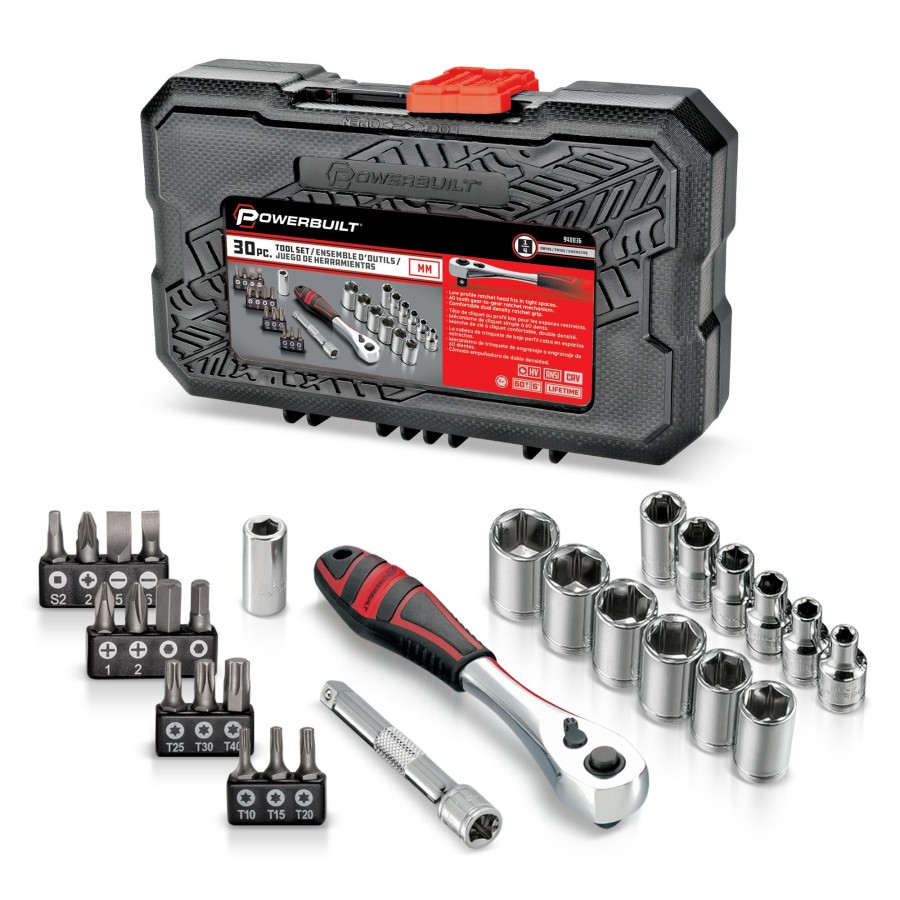 Tools Powerbuilt | Powerbuilt 30 Pc. 1/4 In. Drive Metric Socket Set 940836