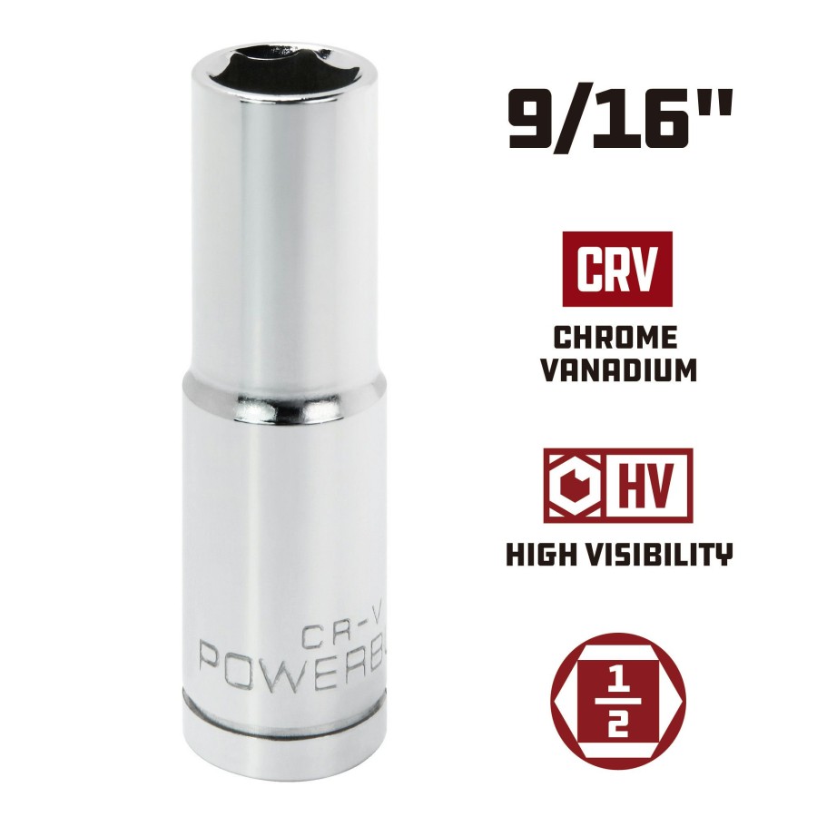 Tools Powerbuilt | Powerbuilt 1/2 Inch Drive X 9/16 Inch 6 Point Deep Socket 642200