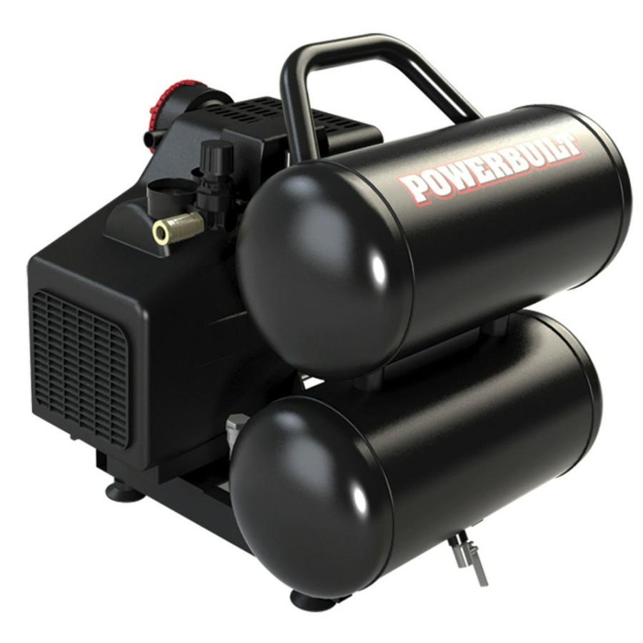 Tools Powerbuilt | Powerbuilt 5 Gallon Twin Tank 2Hp Motor 125 Max Psi Acc Air Compressor 641594