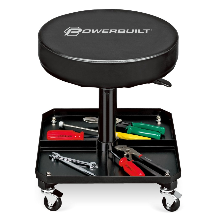 Tools Powerbuilt | Powerbuilt Rolling Brake Stool 640834