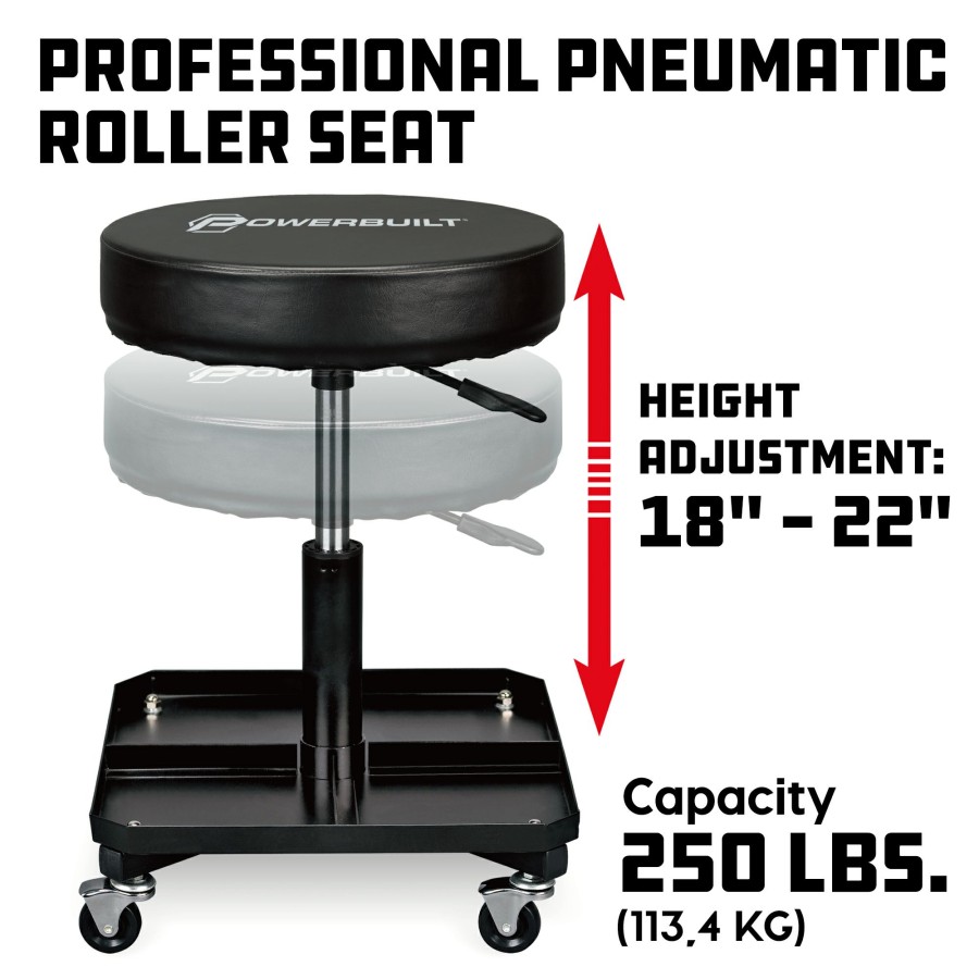 Tools Powerbuilt | Powerbuilt Rolling Brake Stool 640834