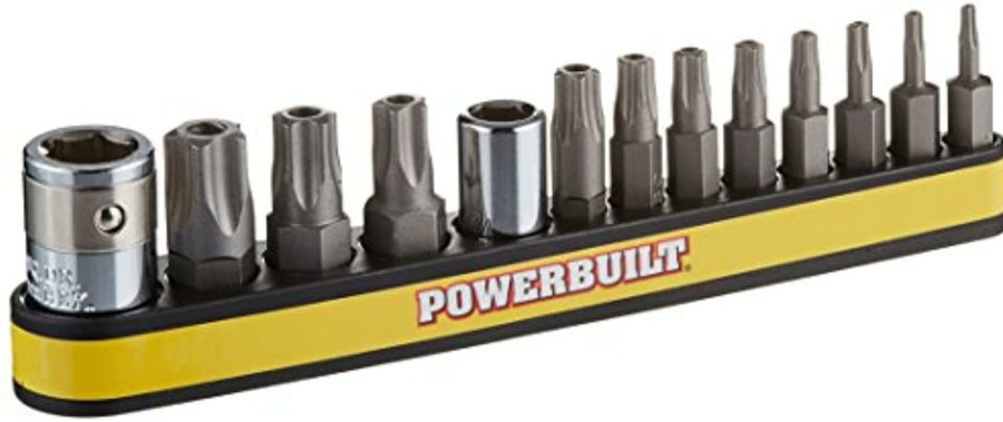 Tools Powerbuilt | Powerbuilt 941130 Star Bit Socket Set (Tamper Proof) (13 Piece) (8 Piece 6Mm T8-T40, 3 Piece 10Mm T45-T55, 2 Piece Adapte