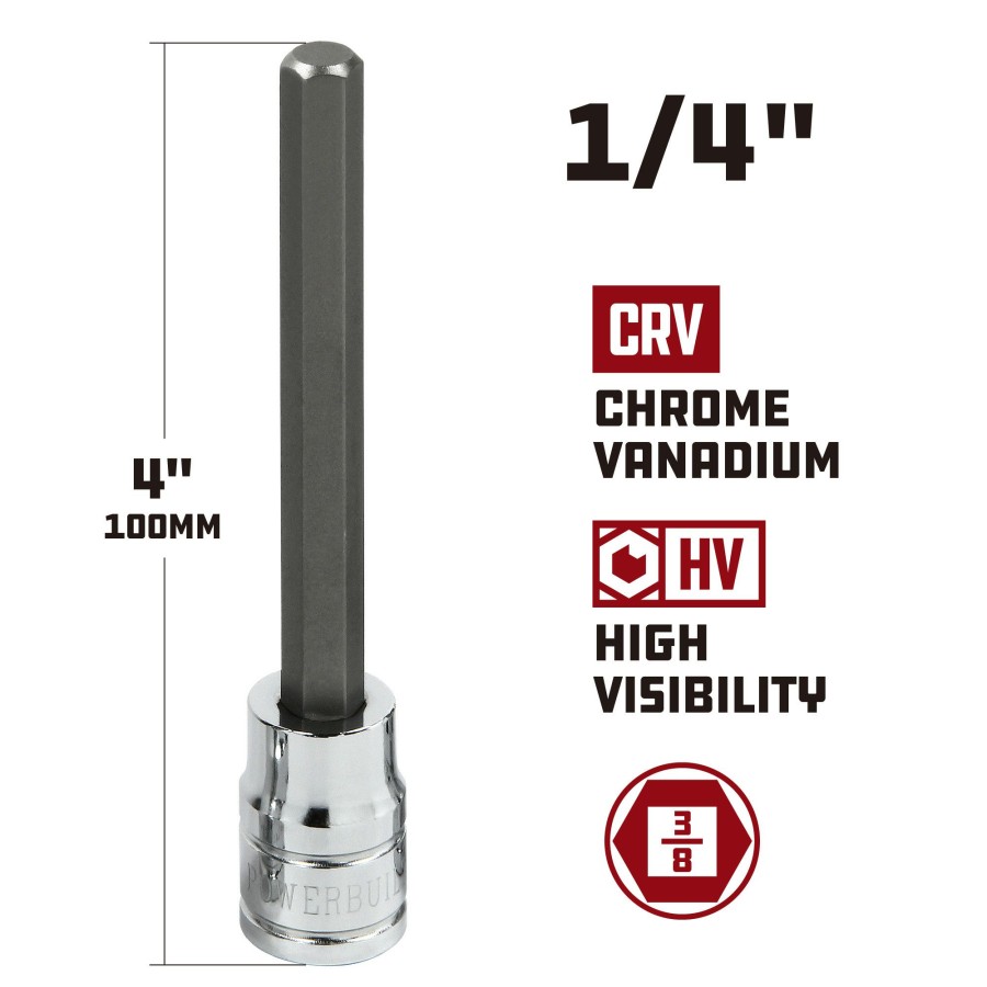 Tools Powerbuilt | Powerbuilt 3/8 In. Drive X 1/4 In. Extra Long Hex Bit Socket, 4 In. Long