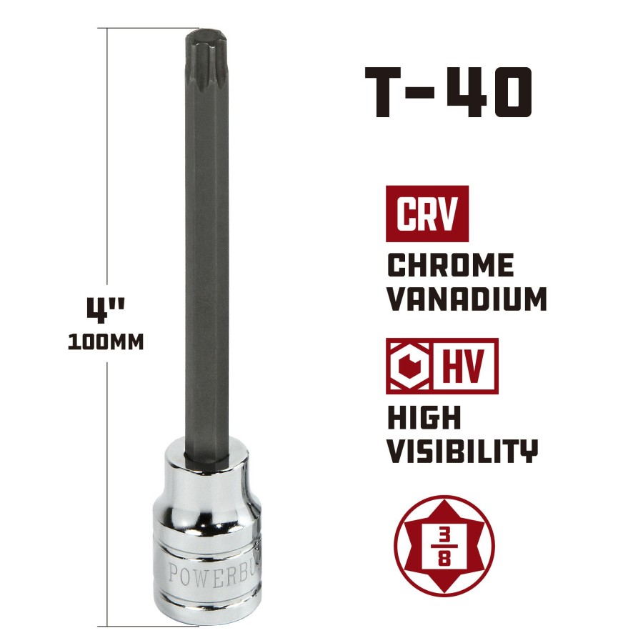 Tools Powerbuilt | Powerbuilt 3/8 In. Drive X T-40 Extra Long Hex Bit Socket, 4 In. Long 642335