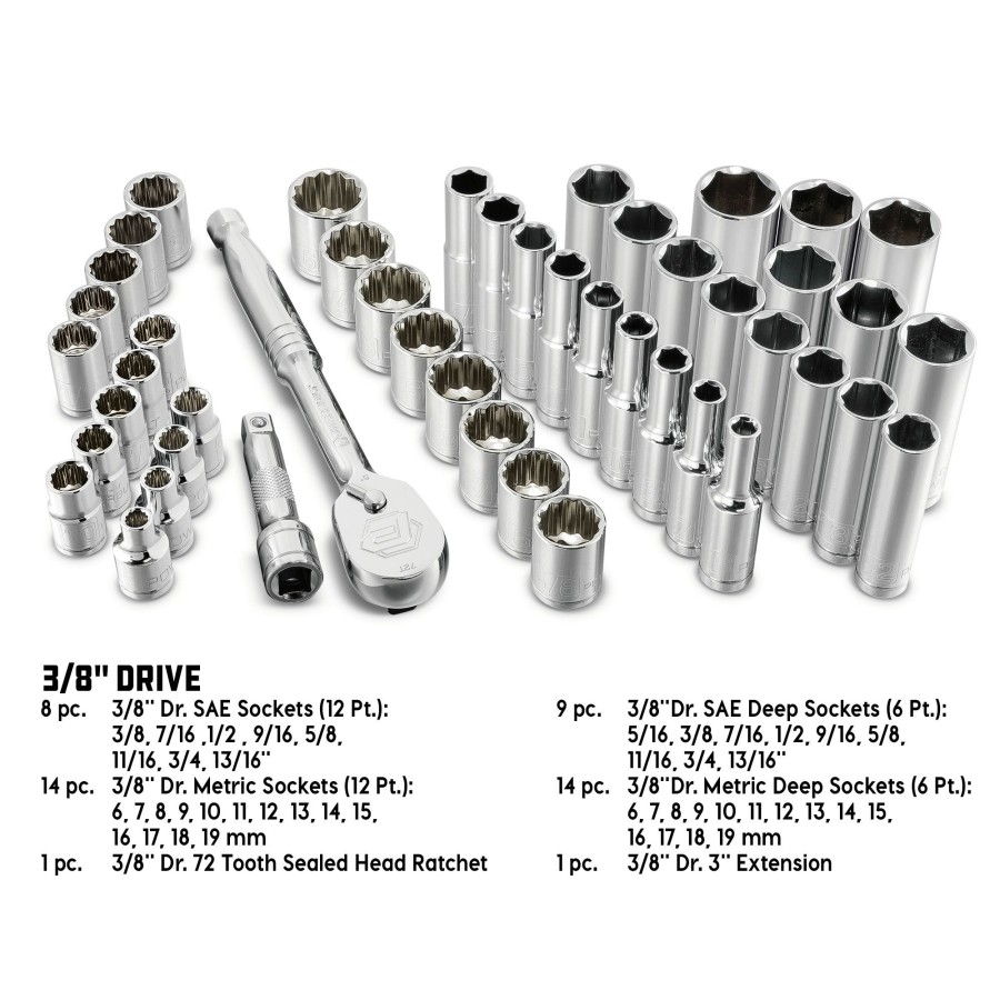 Tools Powerbuilt | Powerbuilt 47 Piece 3/8 Inch Drive Mechanic'S Tool Set 642451