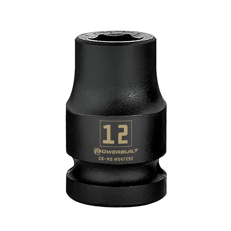 Tools Powerbuilt | Powerbuilt 1/2 Inch Drive X 12 Mm 6 Point Impact Socket 647292