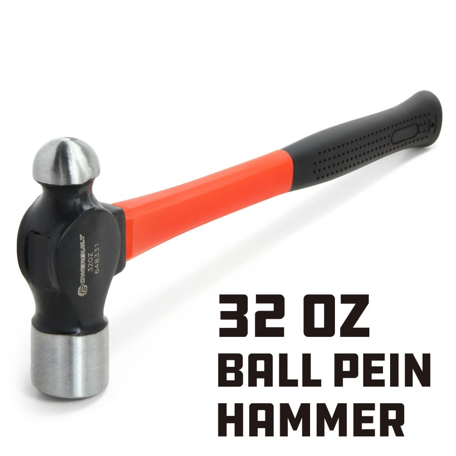 Tools Powerbuilt | Powerbuilt 32 Oz. Ball Pein Hammer With Fiberglass Handle 648331