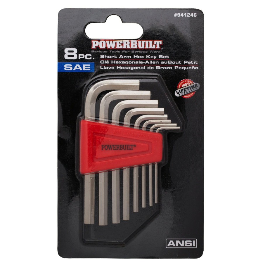 Tools Powerbuilt | Powerbuilt 8 Piece Sae Short Arm Hex Key Wrench With Holder, 1-1/16 To 1/4