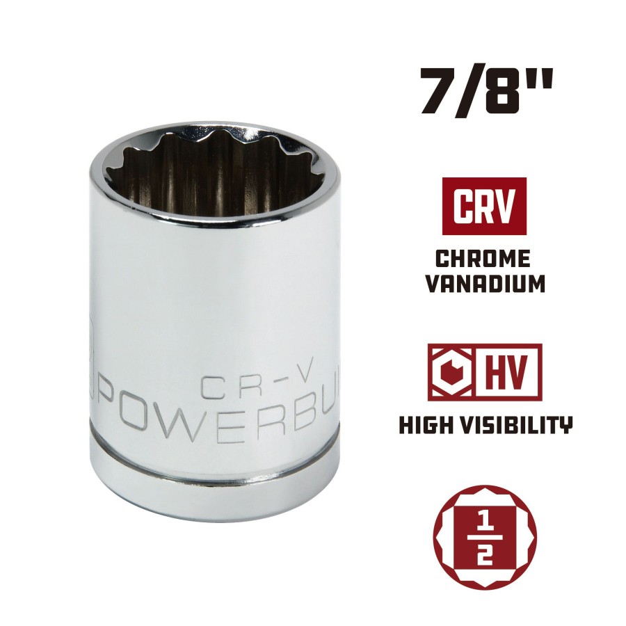 Tools Powerbuilt | Powerbuilt 1/2 Inch Drive X 7/8 Inch 12 Point Shallow Socket 642005