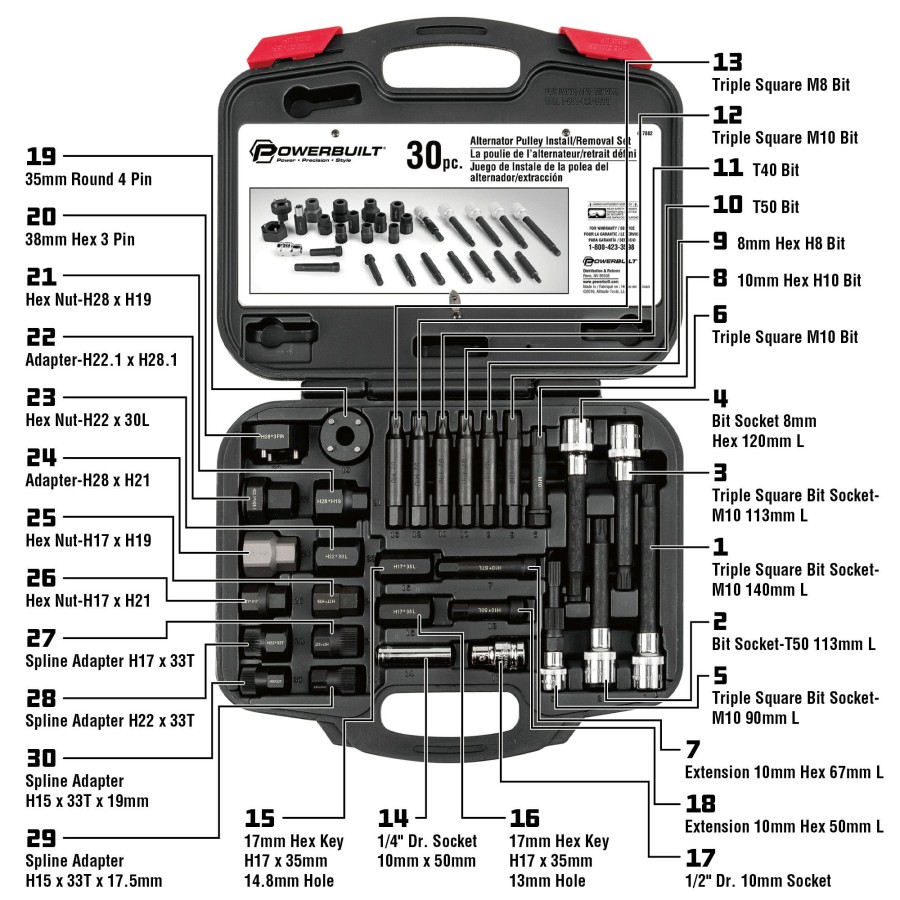 Tools Powerbuilt | Powerbuilt Alternator Pulley Removal And Installer Kit 647882