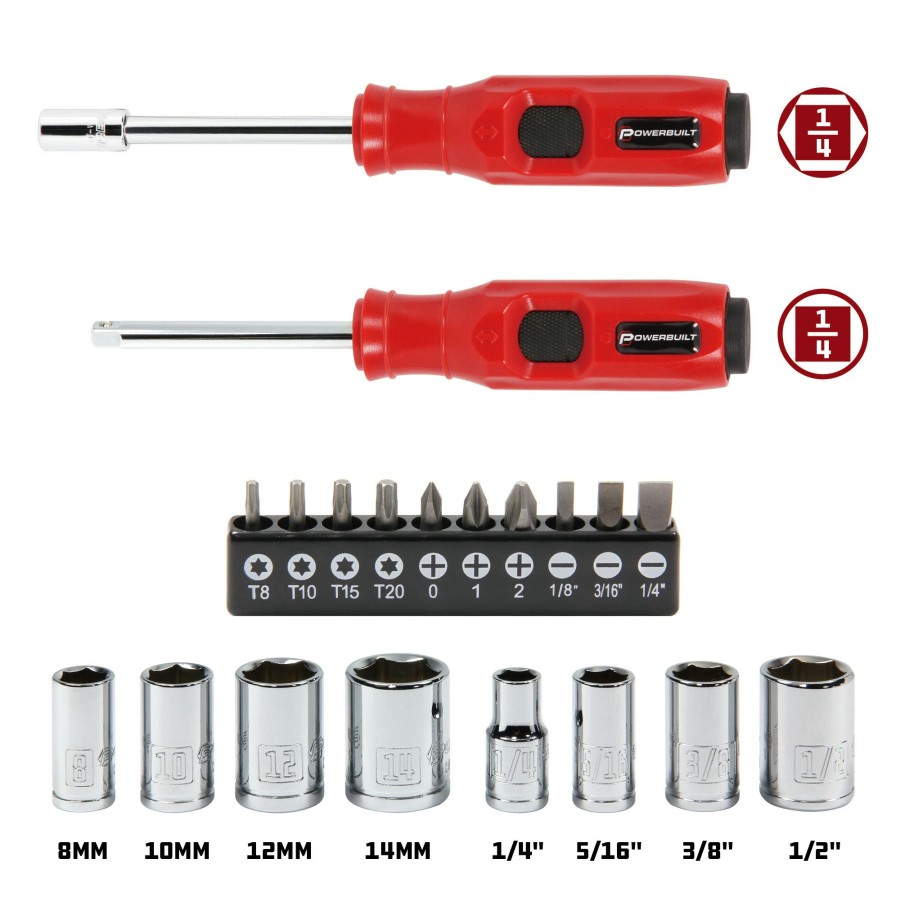 Tools Powerbuilt | Powerbuilt 20 Piece Sae/Metric Impact Driver And Socket Set 647768