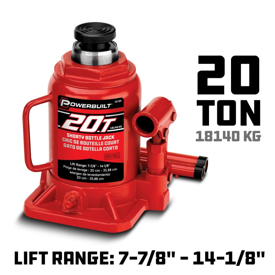 Tools Powerbuilt | Powerbuilt 20 -Ton Shorty Bottle Jack 647504