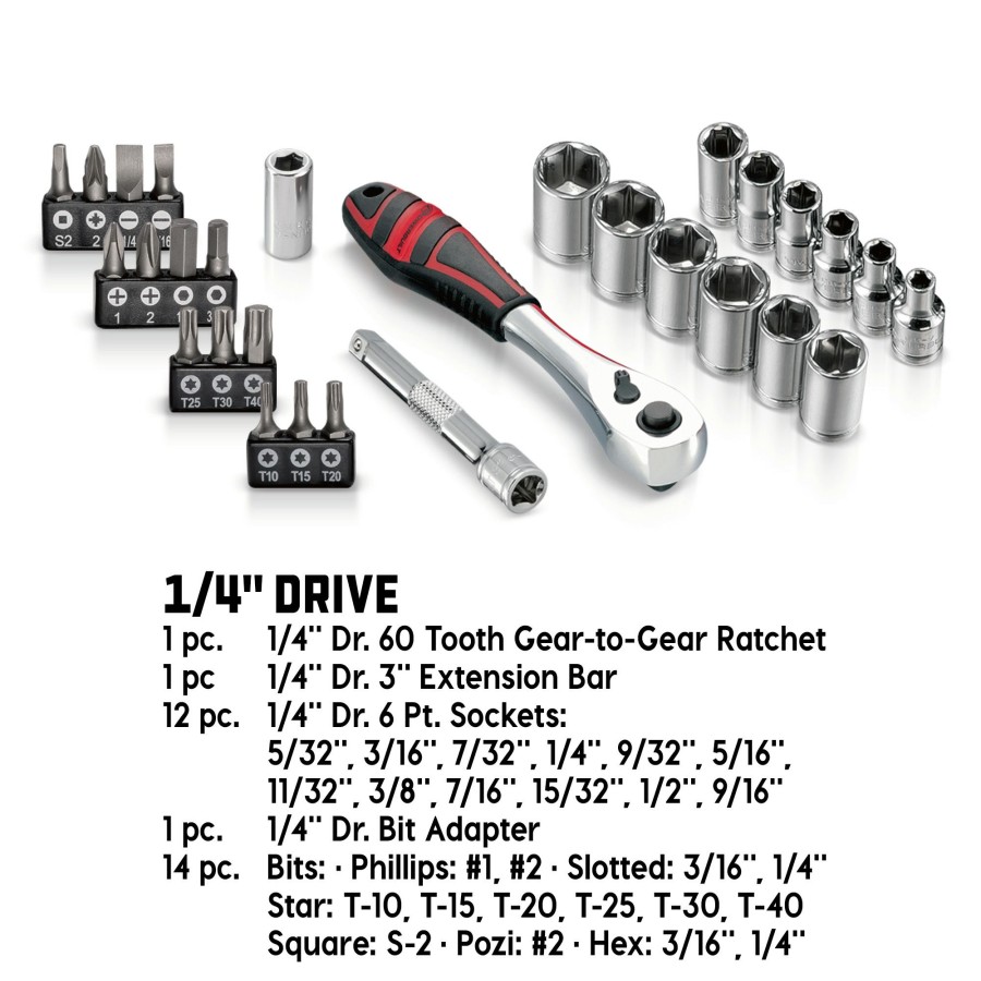 Tools Powerbuilt | Powerbuilt 30 Pc. 1/4 In. Drive Sae Socket Set 940835