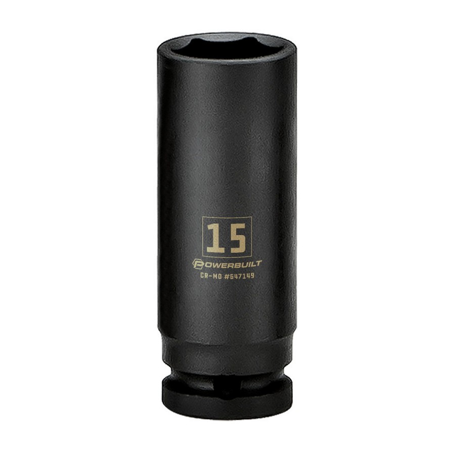 Tools Powerbuilt | Powerbuilt 3/8 In. Drive X 15 Mm 6 Point Deep Well Impact Socket 647149