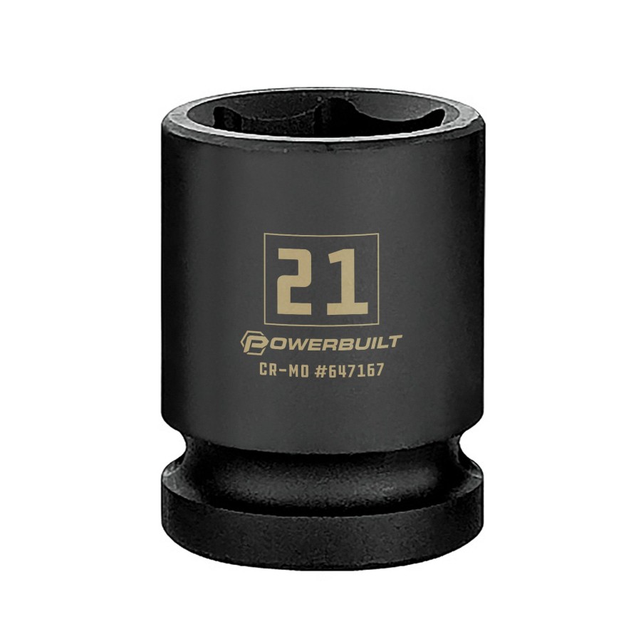 Tools Powerbuilt | Powerbuilt 1/2 Inch Drive X 21 Mm 6 Point Impact Socket 647167