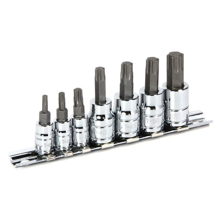 Tools Powerbuilt | Powerbuilt 7 Pc Torx Bit Socket Set, Star Bit, 1/4 And 3/8 Drive 648414