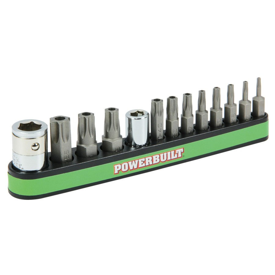 Tools Powerbuilt | Powerbuilt 13 Piece Tamper Proof Star Bit With Magnetic Base Holder, T-8 To T-40