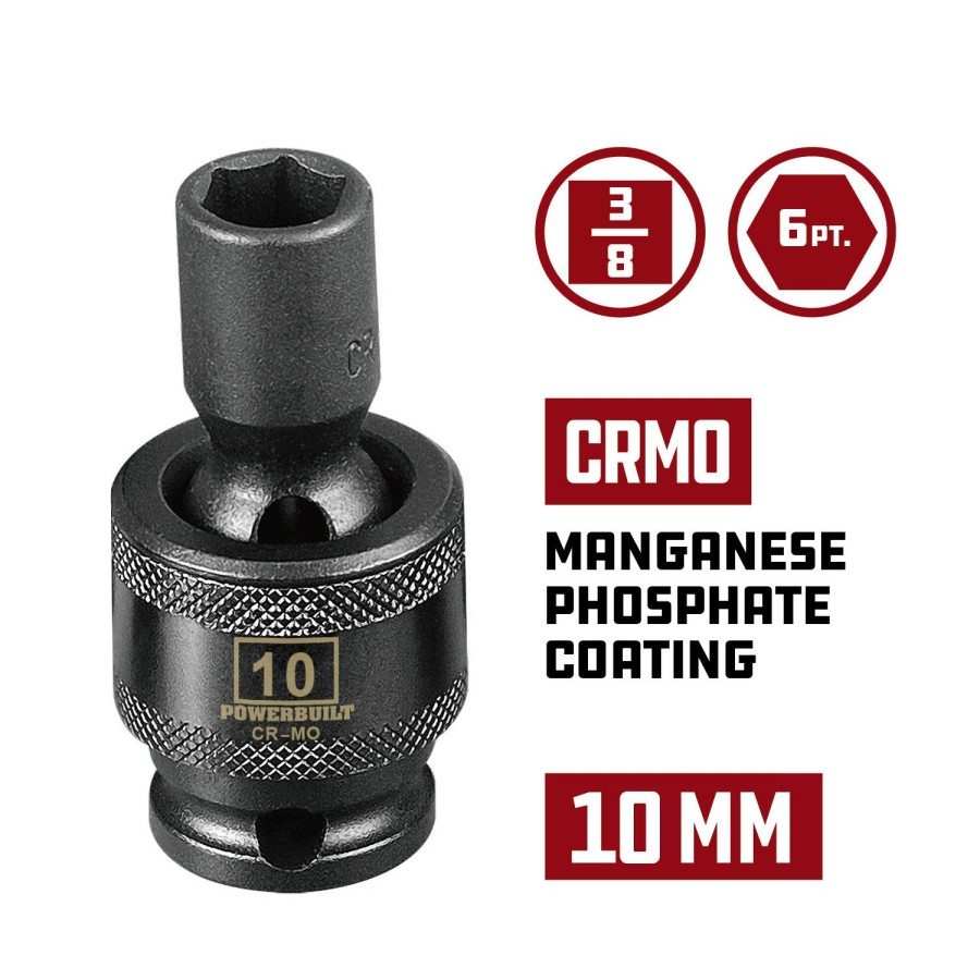 Tools Powerbuilt | Powerbuilt 3/8 In. Drive 6 Point Metric Universal Impact Socket 10Mm 647223