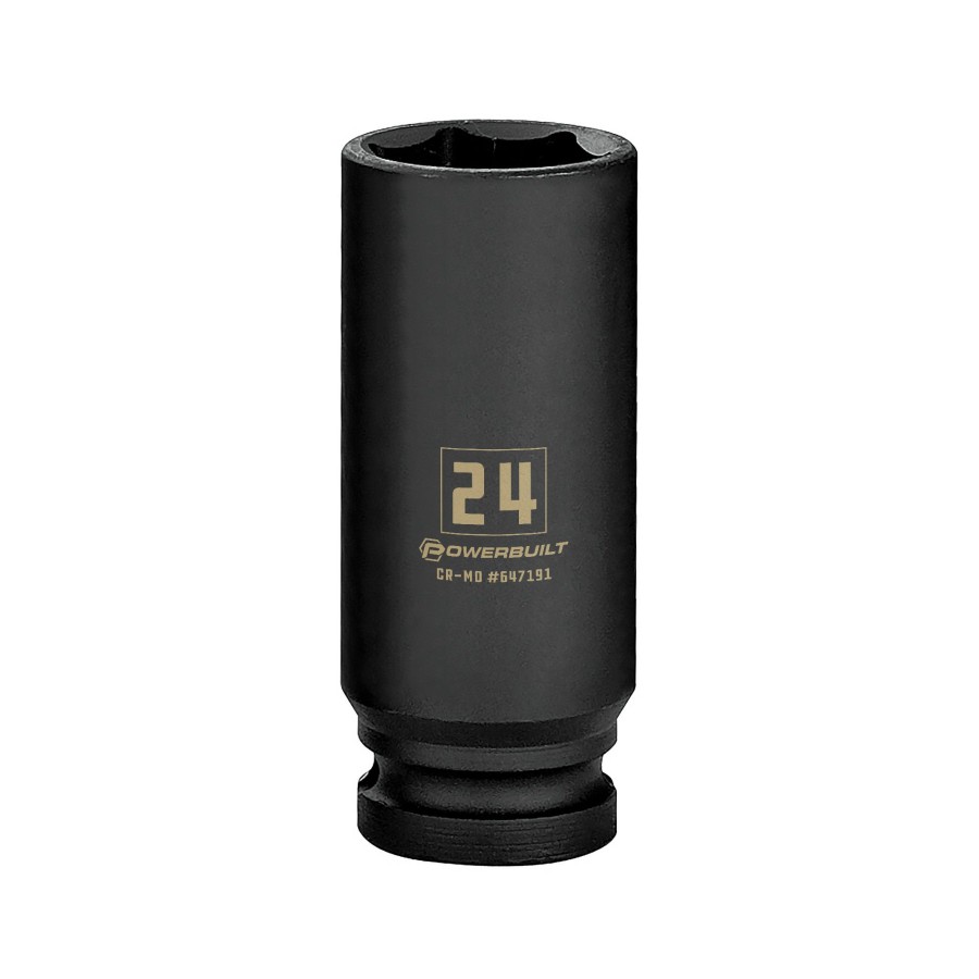 Tools Powerbuilt | Powerbuilt 1/2 Inch Drive X 24 Mm 6 Point Deep Impact Socket 647191