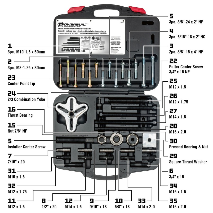 Tools Powerbuilt | Powerbuilt Master Harmonic Balancer Puller / Pulley Installer Kit 647758