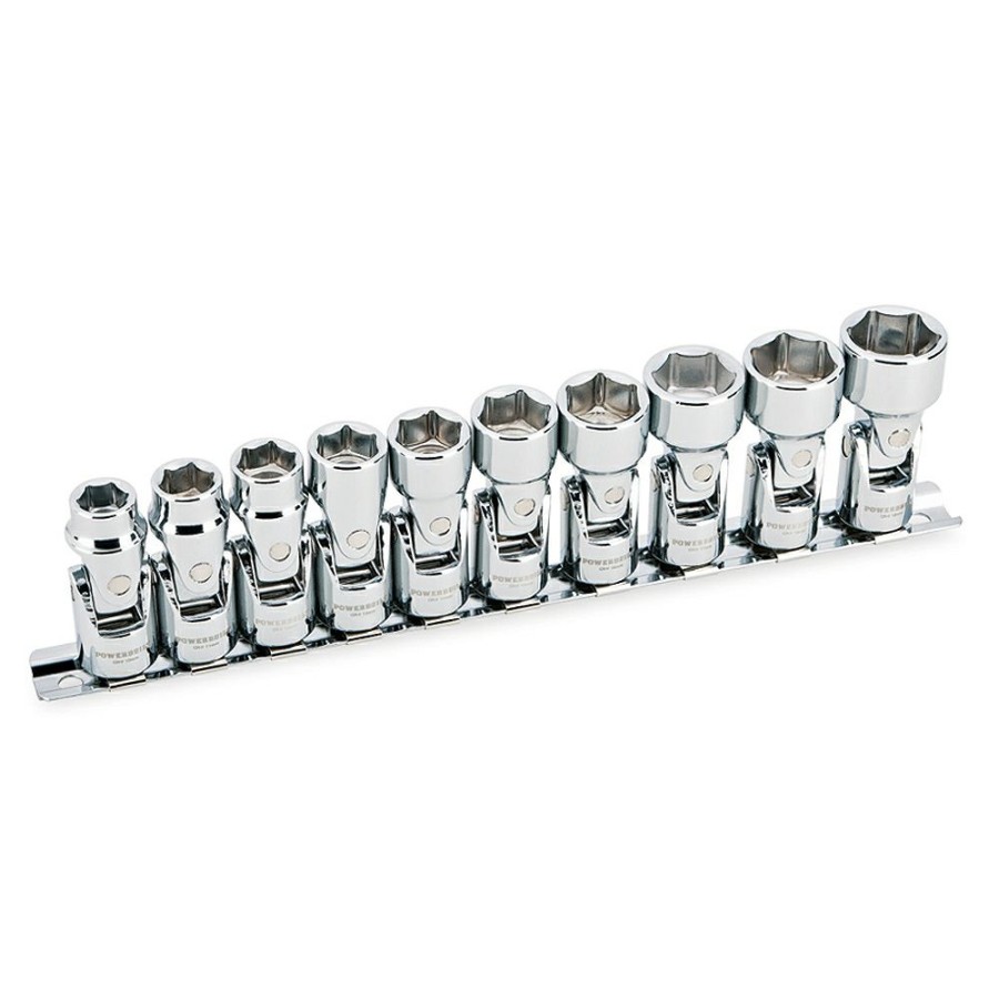 Tools Powerbuilt | Powerbuilt 10 Piece 3/8 Inch Drive Metric Universal 6 Point Socket Set 641715