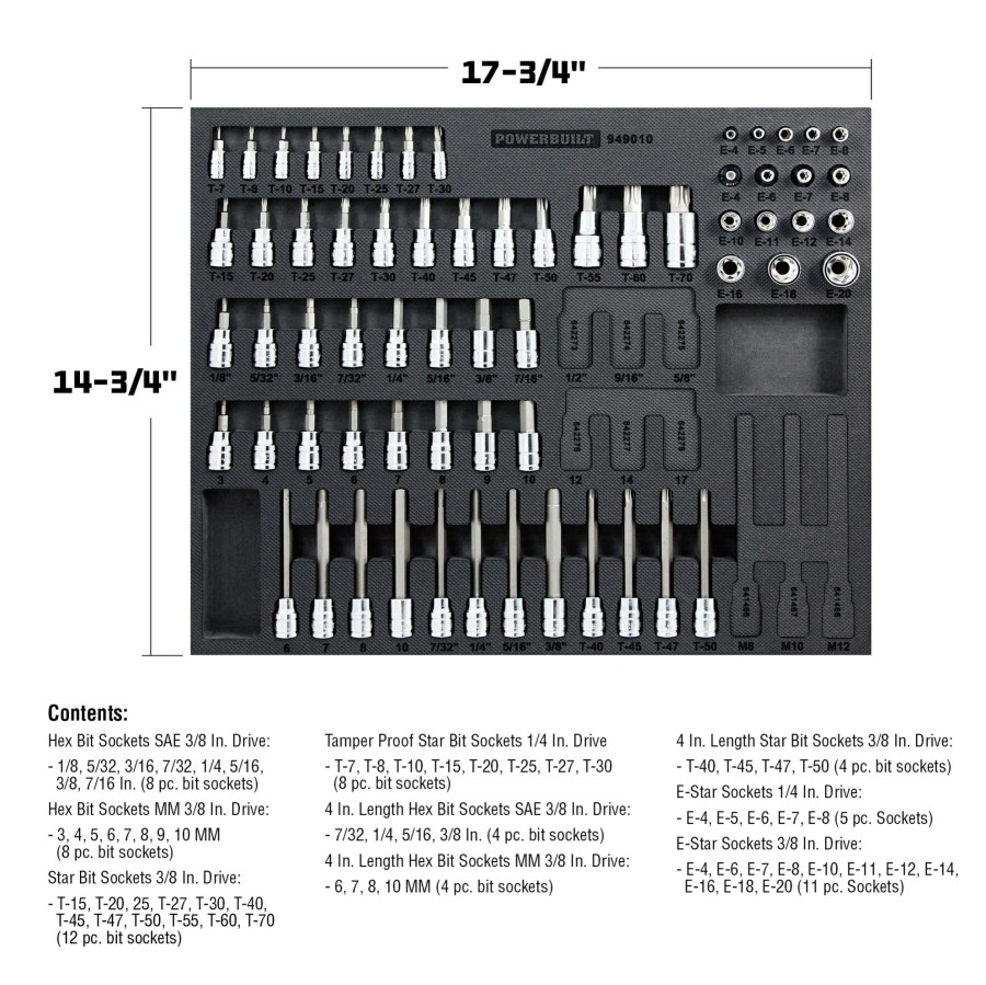 Tools Powerbuilt | Powerbuilt 64 Piece Pro Tech Bit And E-Torx Socket Set 949010