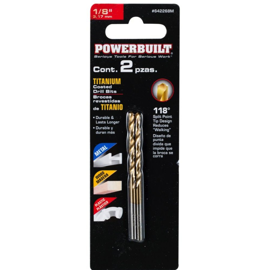 Tools Powerbuilt | Powerbuilt 1/8 Titanium Drill Bit 642268M