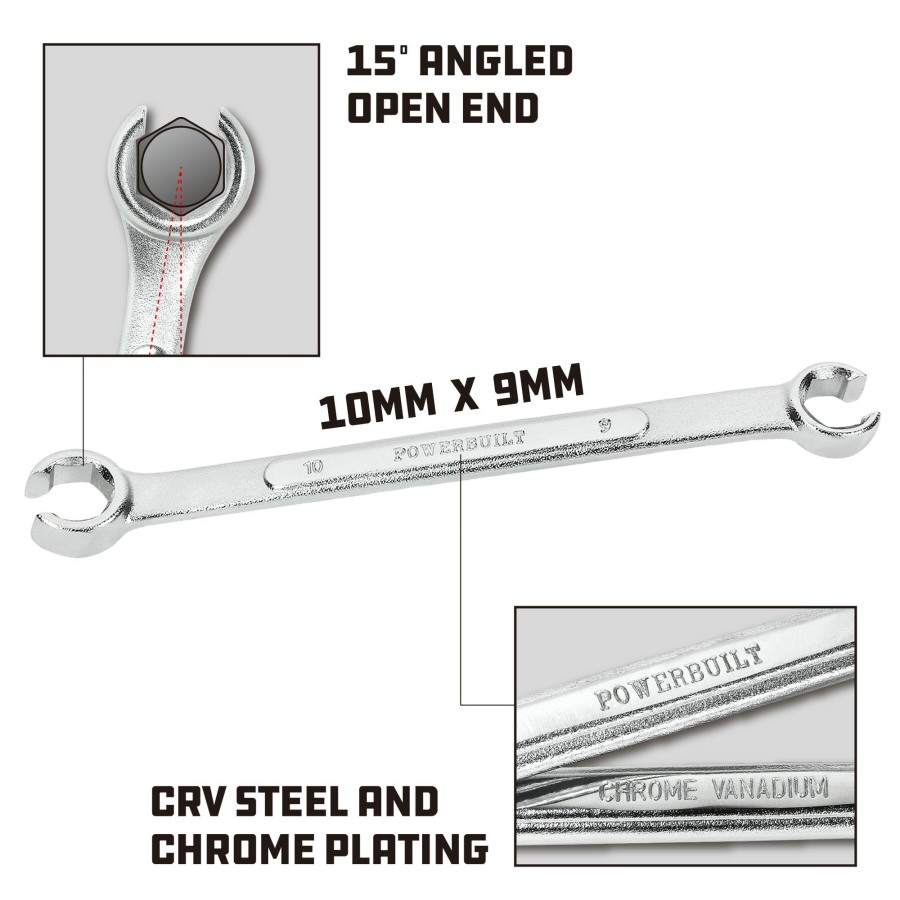 Tools Powerbuilt | Powerbuilt 9 X 10 Mm Metric Flare Nut Wrench 644036