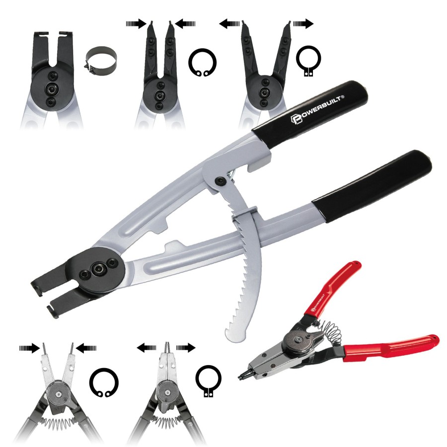 Tools Powerbuilt | Powerbuilt 2 Piece Heavy Duty Snap-Ring Piston Ring Pliers Set 240178