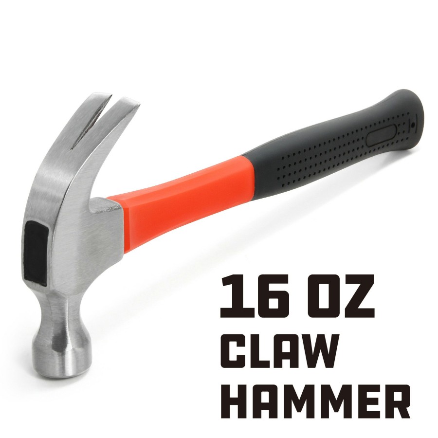 Tools Powerbuilt | Powerbuilt 16 Oz. Claw Hammer With Fiberglass Handle 640948