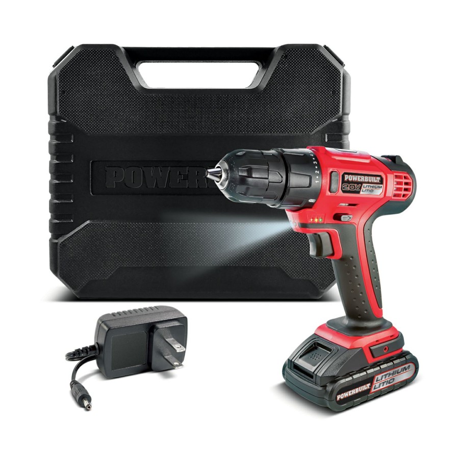 Tools Powerbuilt | Powerbuilt 20V Lithium-Ion Cordless Drill 641653