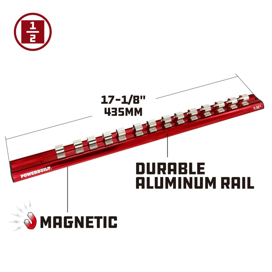 Tools Powerbuilt | Powerbuilt 1/2 In. Drive Magnetic Aluminum Socket Holder 941123