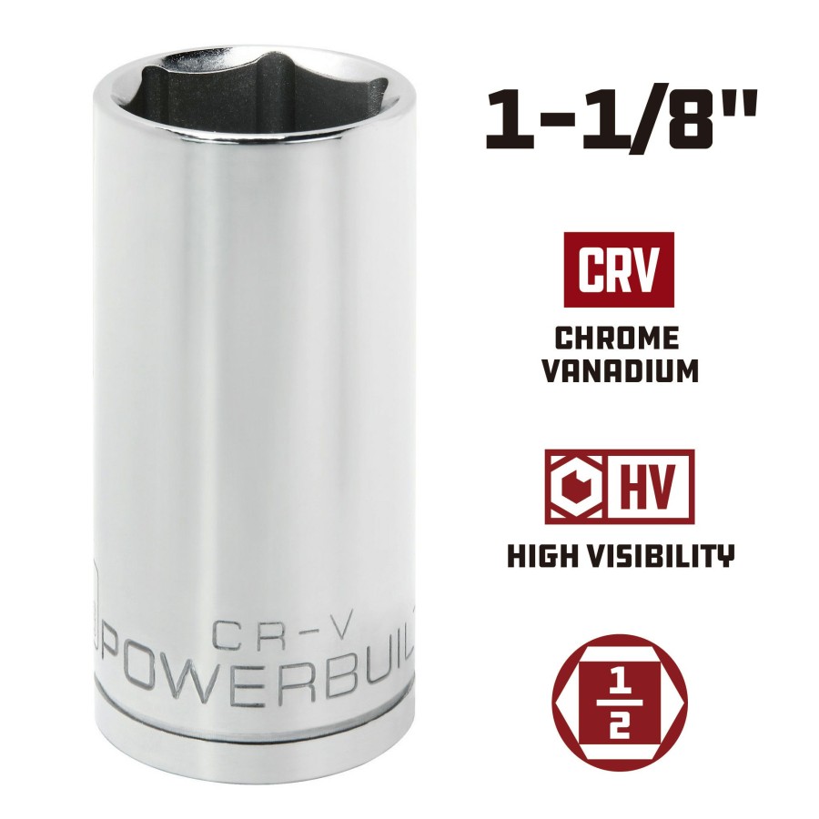 Tools Powerbuilt | Powerbuilt 1/2 Inch Drive X 1-1/8 Inch 6 Point Deep Socket 642215