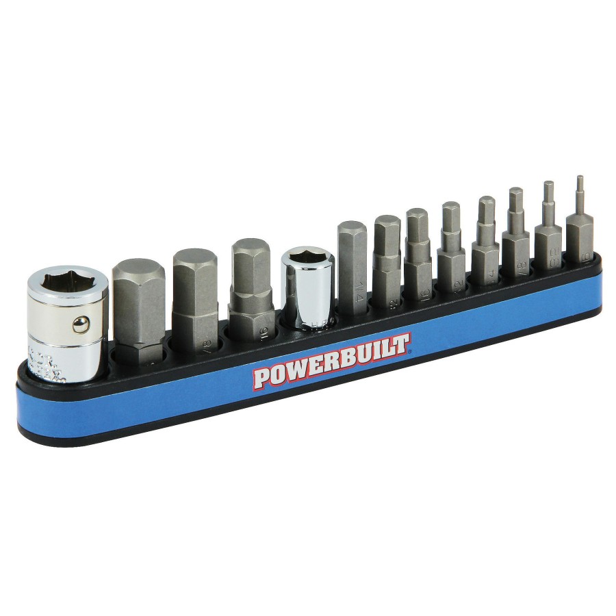 Tools Powerbuilt | Powerbuilt 13 Piece Sae Hex Bit Set With Magnetic Holder, 1/16 To 1/4 941128