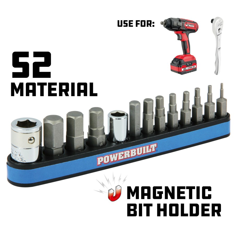 Tools Powerbuilt | Powerbuilt 13 Piece Sae Hex Bit Set With Magnetic Holder, 1/16 To 1/4 941128