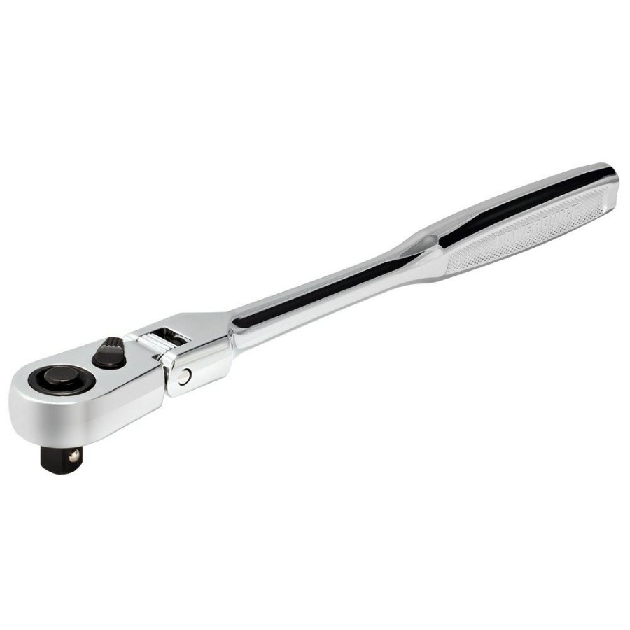 Tools Powerbuilt | Powerbuilt 1/4 Inch Drive 72 Tooth Pro Tech 7 Inch Long Reach Flex Head Ratchet With Contour Handle 649950