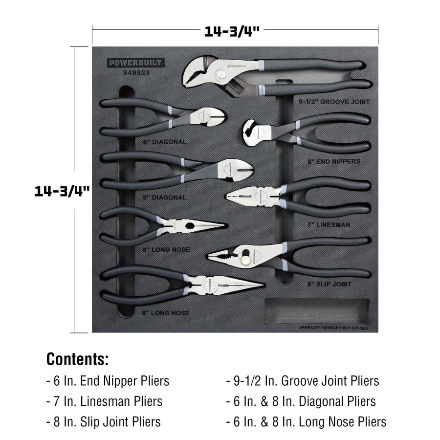 Tools Powerbuilt | Powerbuilt Pro Tech 8 Piece Professional Mechanics Pliers Set 949023