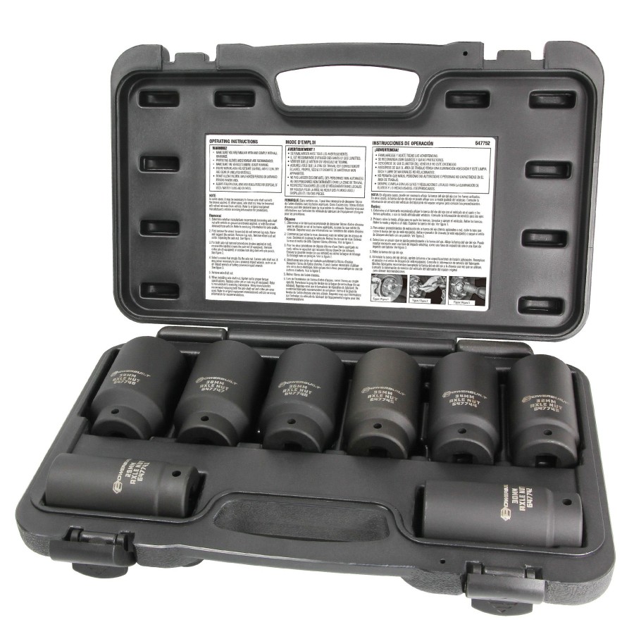 Tools Powerbuilt | Powerbuilt 8 Pc. 1/2 In. Drive 12 Point Metric Axle Nut Socket Set 647752