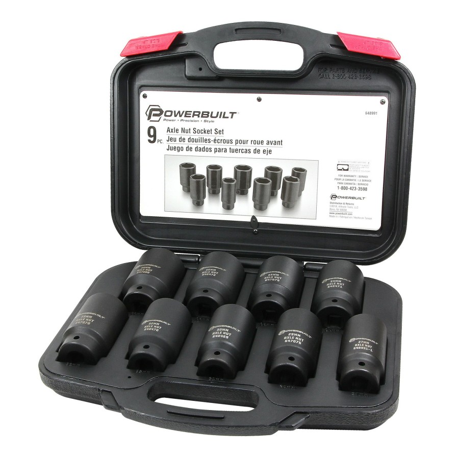 Tools Powerbuilt | Powerbuilt 9 Piece Deluxe Axle Nut Socket Set 648991