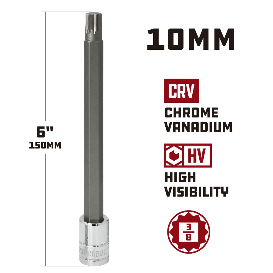 Tools Powerbuilt | Powerbuilt 3/8 In. Dr. 10Mm Triple Square 6 In. Long Xzn Socket Bit, 12 Point