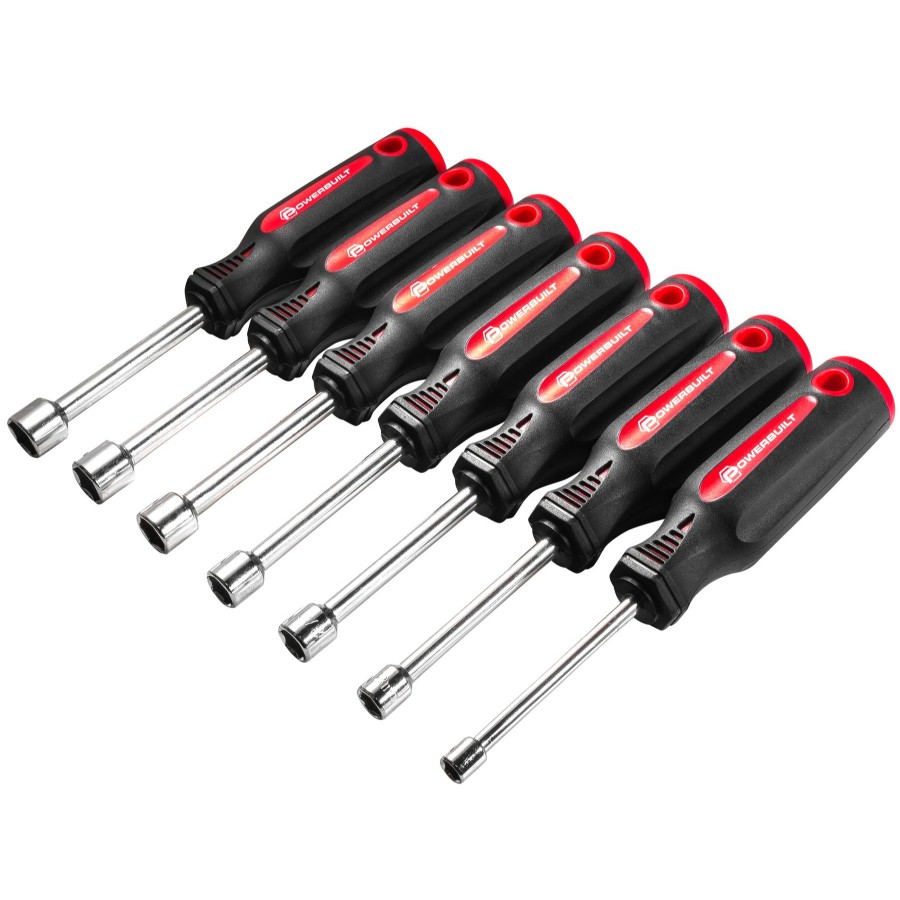 Tools Powerbuilt | Powerbuilt 7 Piece Sae/Metric Nut Driver Set With Double Injection Handles 646183