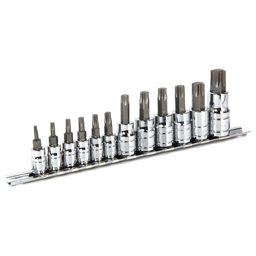 Tools Powerbuilt | Powerbuilt 12 Pc. Torx Bit Socket Set, Star Bit, 1/4 &3/8 &1/2 Drive 648415