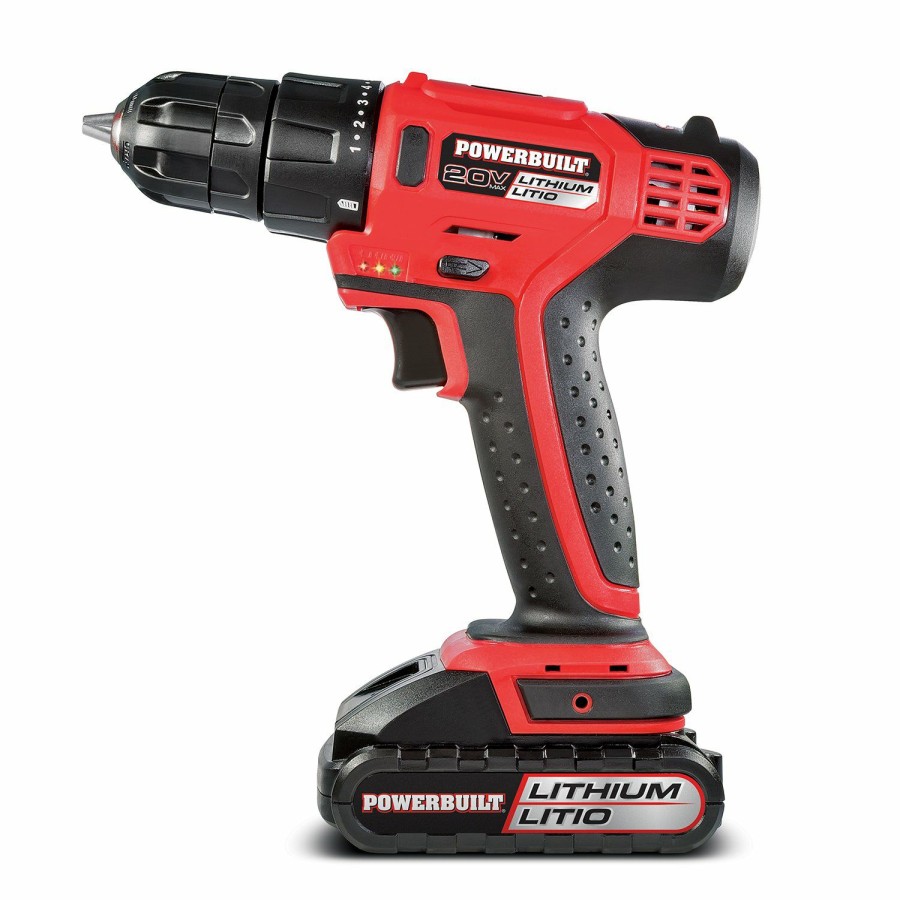 Tools Powerbuilt | Powerbuilt 20V Lithium-Ion Cordless Drill 170 In Lb Torque 18 Pos Clutch- 692873