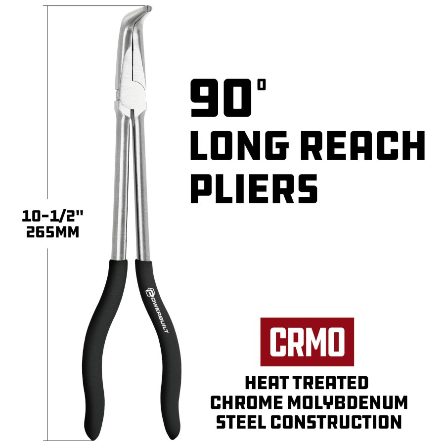 Tools Powerbuilt | Powerbuilt 11 Inch Pro Tech 90 Long Reach Long Nose Pliers 645040