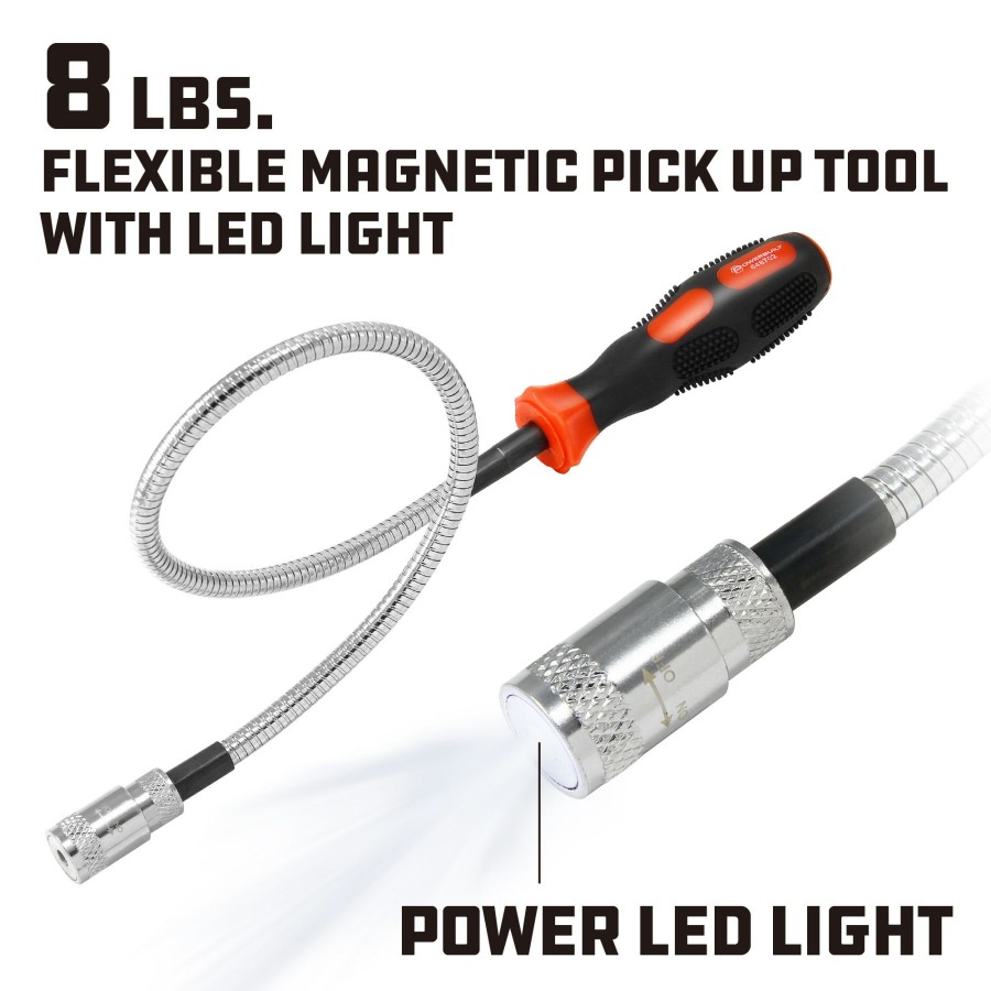 Tools Powerbuilt | Powerbuilt 8Lb Flexible Led Magnetic Pick Up Tool 648702M