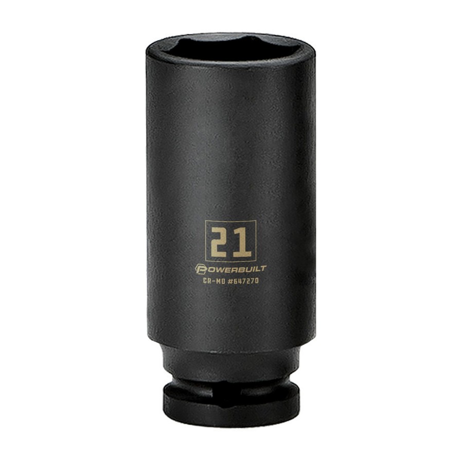 Tools Powerbuilt | Powerbuilt 3/8 In. Drive X 21 Mm 6 Point Deep Well Impact Socket 647270